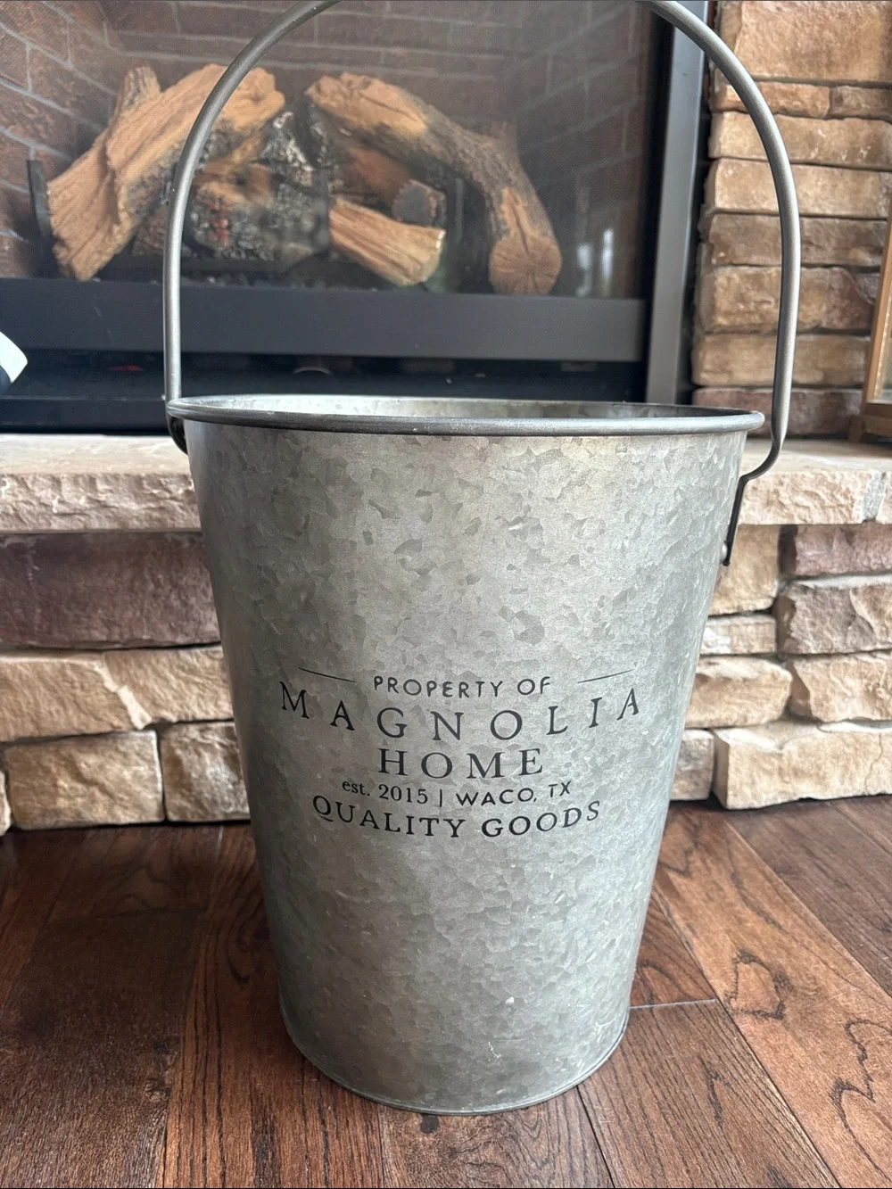 Magnolia Galvanized Metal Pail in Gray